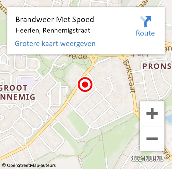 Locatie op kaart van de 112 melding: Brandweer Met Spoed Naar Heerlen, Rennemigstraat op 24 oktober 2022 12:31