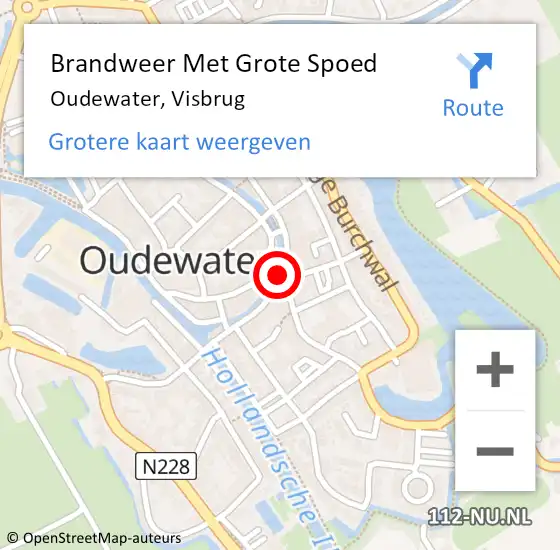 Locatie op kaart van de 112 melding: Brandweer Met Grote Spoed Naar Oudewater, Visbrug op 24 oktober 2022 12:32