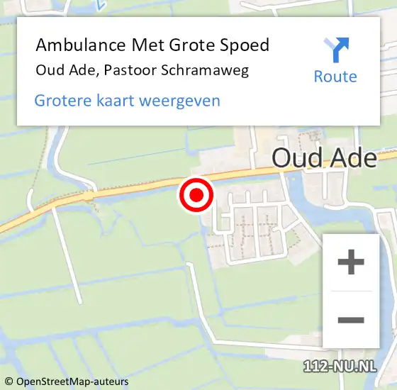 Locatie op kaart van de 112 melding: Ambulance Met Grote Spoed Naar Oud Ade, Pastoor Schramaweg op 24 oktober 2022 12:38
