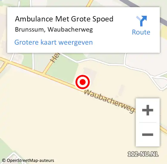 Locatie op kaart van de 112 melding: Ambulance Met Grote Spoed Naar Brunssum, Waubacherweg op 24 oktober 2022 12:38