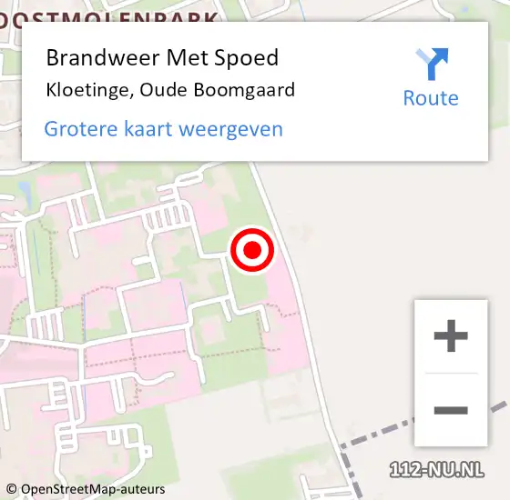 Locatie op kaart van de 112 melding: Brandweer Met Spoed Naar Kloetinge, Oude Boomgaard op 24 oktober 2022 12:42