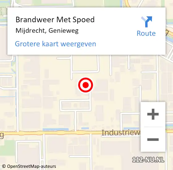 Locatie op kaart van de 112 melding: Brandweer Met Spoed Naar Mijdrecht, Genieweg op 24 oktober 2022 12:49