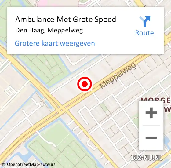 Locatie op kaart van de 112 melding: Ambulance Met Grote Spoed Naar Den Haag, Meppelweg op 24 oktober 2022 13:04