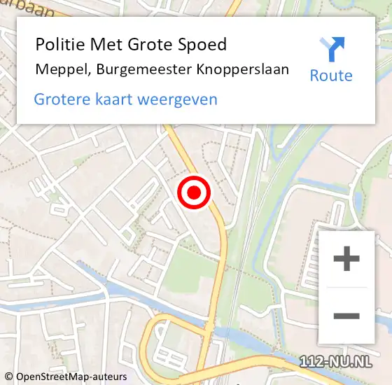 Locatie op kaart van de 112 melding: Politie Met Grote Spoed Naar Meppel, Burgemeester Knopperslaan op 24 oktober 2022 13:13