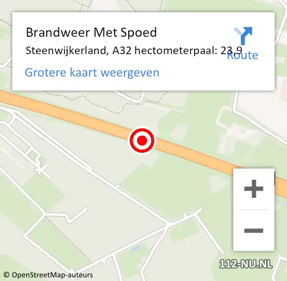 Locatie op kaart van de 112 melding: Brandweer Met Spoed Naar Steenwijkerland, A32 hectometerpaal: 23,9 op 24 oktober 2022 13:33