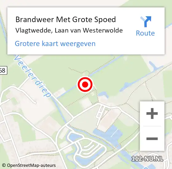 Locatie op kaart van de 112 melding: Brandweer Met Grote Spoed Naar Vlagtwedde, Laan van Westerwolde op 24 oktober 2022 13:38