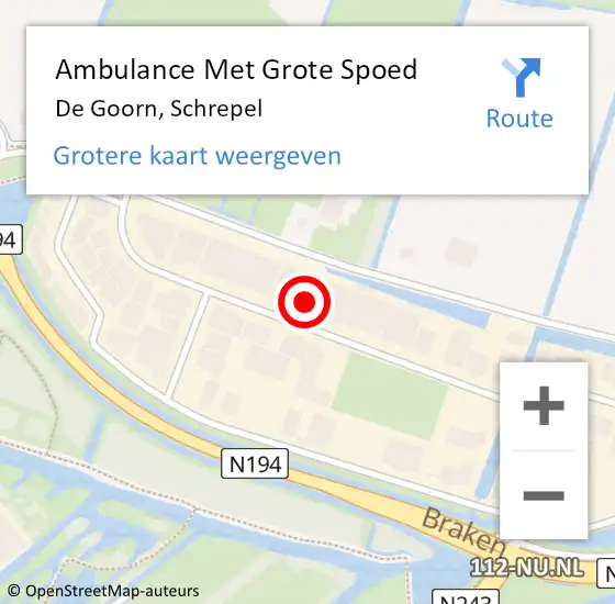 Locatie op kaart van de 112 melding: Ambulance Met Grote Spoed Naar De Goorn, Schrepel op 2 augustus 2014 16:05