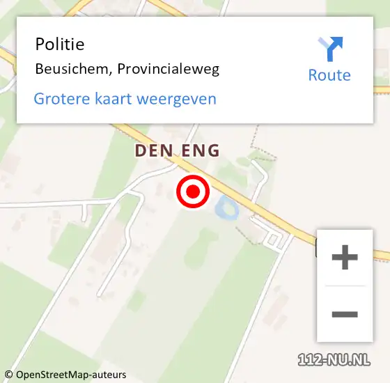 Locatie op kaart van de 112 melding: Politie Beusichem, Provincialeweg op 24 oktober 2022 14:03