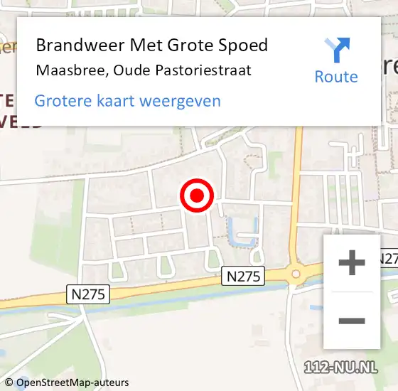 Locatie op kaart van de 112 melding: Brandweer Met Grote Spoed Naar Maasbree, Oude Pastoriestraat op 24 oktober 2022 14:11