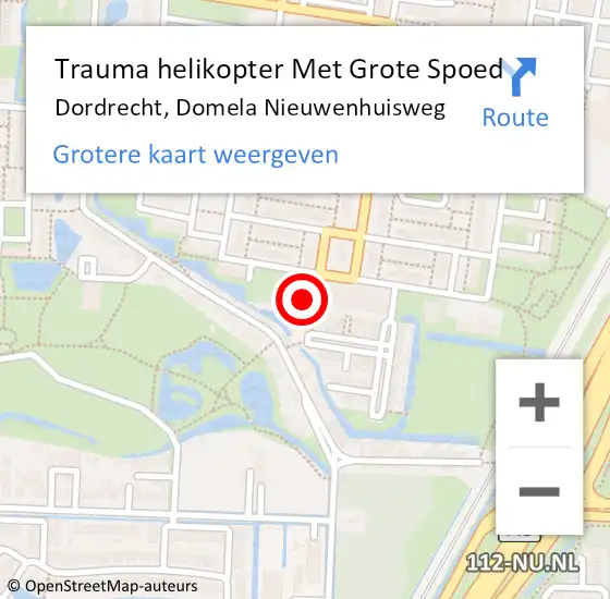 Locatie op kaart van de 112 melding: Trauma helikopter Met Grote Spoed Naar Dordrecht, Domela Nieuwenhuisweg op 24 oktober 2022 15:26