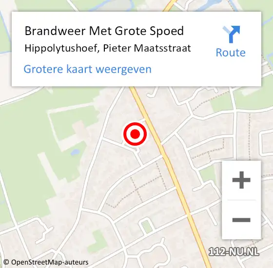 Locatie op kaart van de 112 melding: Brandweer Met Grote Spoed Naar Hippolytushoef, Pieter Maatsstraat op 24 oktober 2022 15:27