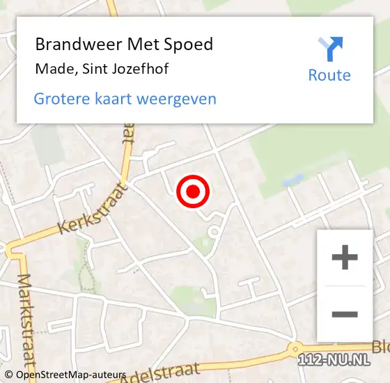 Locatie op kaart van de 112 melding: Brandweer Met Spoed Naar Made, Sint Jozefhof op 24 oktober 2022 15:41