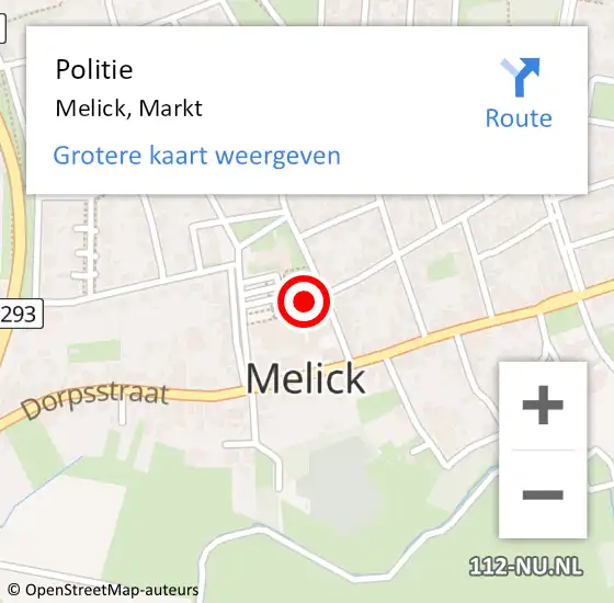 Locatie op kaart van de 112 melding: Politie Melick, Markt op 24 oktober 2022 16:29