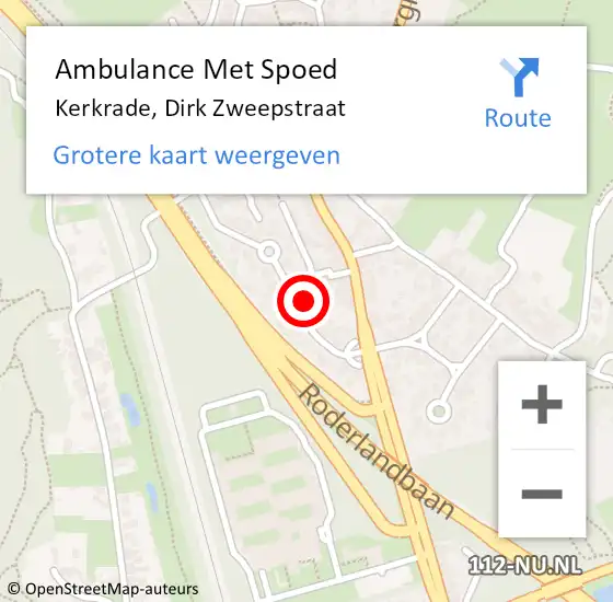 Locatie op kaart van de 112 melding: Ambulance Met Spoed Naar Kerkrade, Dirk Zweepstraat op 2 augustus 2014 16:24