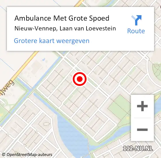 Locatie op kaart van de 112 melding: Ambulance Met Grote Spoed Naar Nieuw-Vennep, Laan van Loevestein op 24 oktober 2022 16:39