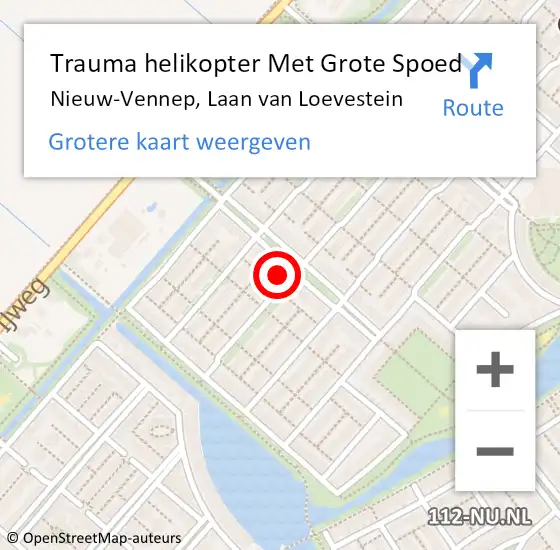 Locatie op kaart van de 112 melding: Trauma helikopter Met Grote Spoed Naar Nieuw-Vennep, Laan van Loevestein op 24 oktober 2022 16:40