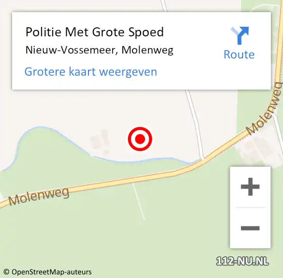 Locatie op kaart van de 112 melding: Politie Met Grote Spoed Naar Nieuw-Vossemeer, Molenweg op 24 oktober 2022 16:53