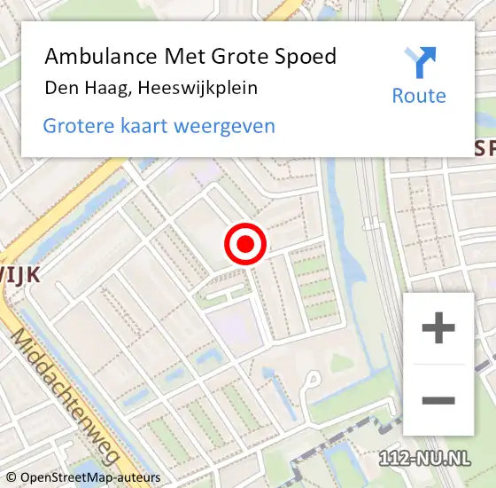 Locatie op kaart van de 112 melding: Ambulance Met Grote Spoed Naar Den Haag, Heeswijkplein op 24 oktober 2022 16:55