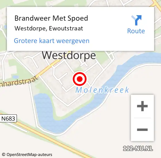 Locatie op kaart van de 112 melding: Brandweer Met Spoed Naar Westdorpe, Ewoutstraat op 24 oktober 2022 16:57