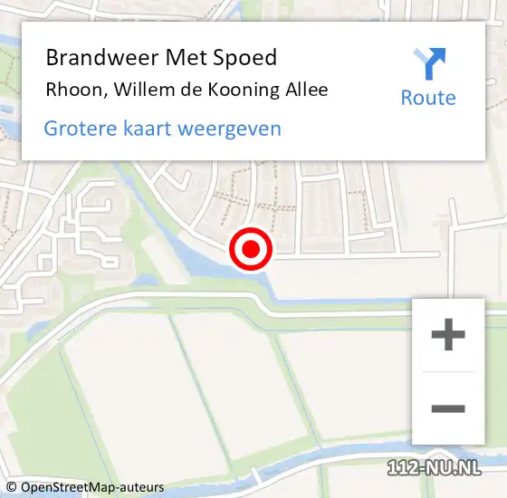 Locatie op kaart van de 112 melding: Brandweer Met Spoed Naar Rhoon, Willem de Kooning Allee op 24 oktober 2022 17:04