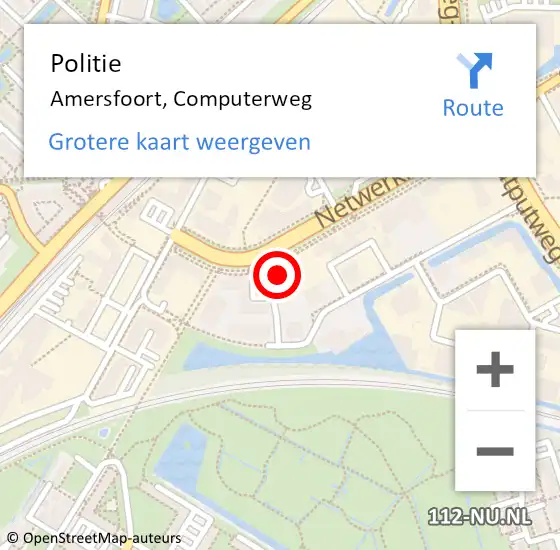 Locatie op kaart van de 112 melding: Politie Amersfoort, Computerweg op 24 oktober 2022 17:07