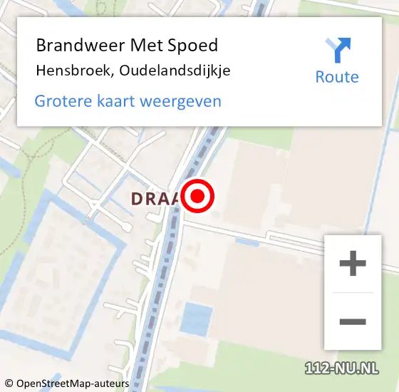 Locatie op kaart van de 112 melding: Brandweer Met Spoed Naar Hensbroek, Oudelandsdijkje op 2 augustus 2014 16:35