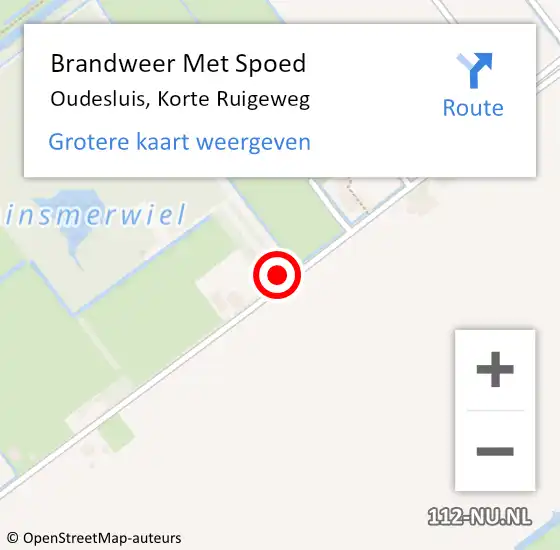 Locatie op kaart van de 112 melding: Brandweer Met Spoed Naar Oudesluis, Korte Ruigeweg op 2 augustus 2014 16:35