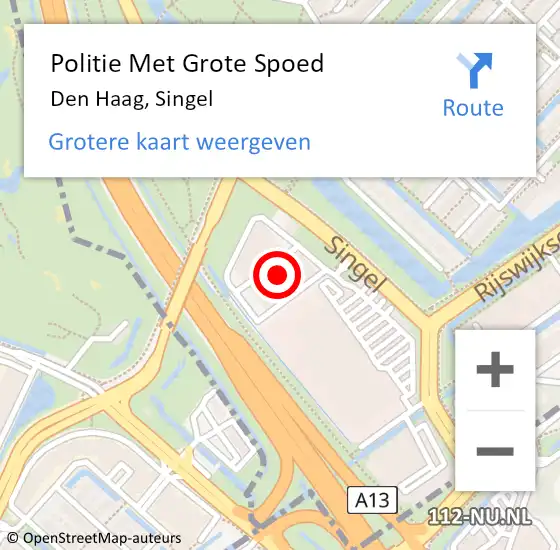 Locatie op kaart van de 112 melding: Politie Met Grote Spoed Naar Den Haag, Singel op 24 oktober 2022 18:18