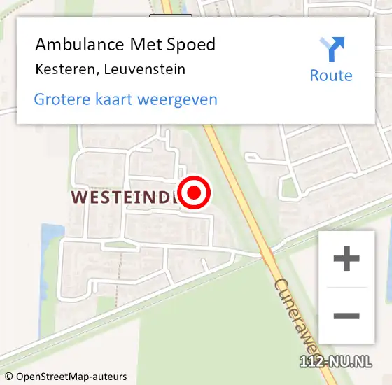 Locatie op kaart van de 112 melding: Ambulance Met Spoed Naar Kesteren, Leuvenstein op 24 oktober 2022 18:27