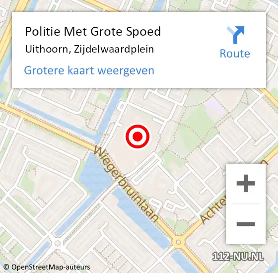 Locatie op kaart van de 112 melding: Politie Met Grote Spoed Naar Uithoorn, Zijdelwaardplein op 24 oktober 2022 18:30