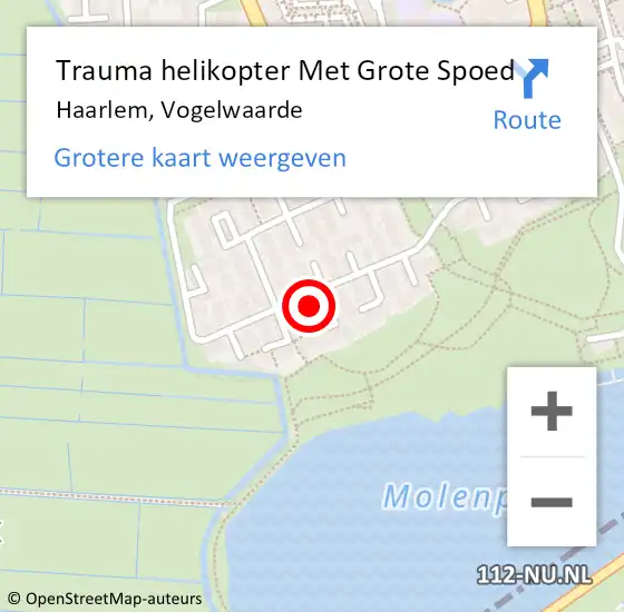 Locatie op kaart van de 112 melding: Trauma helikopter Met Grote Spoed Naar Haarlem, Vogelwaarde op 24 oktober 2022 18:43