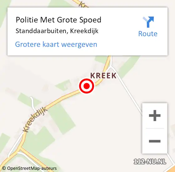 Locatie op kaart van de 112 melding: Politie Met Grote Spoed Naar Standdaarbuiten, Kreekdijk op 24 oktober 2022 18:44