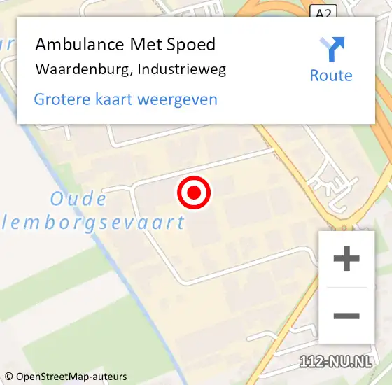 Locatie op kaart van de 112 melding: Ambulance Met Spoed Naar Waardenburg, Industrieweg op 24 oktober 2022 18:50