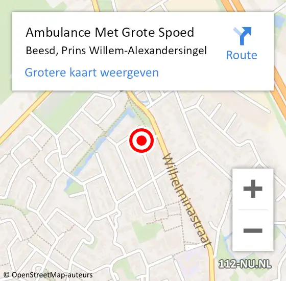 Locatie op kaart van de 112 melding: Ambulance Met Grote Spoed Naar Beesd, Prins Willem-Alexandersingel op 24 oktober 2022 18:58