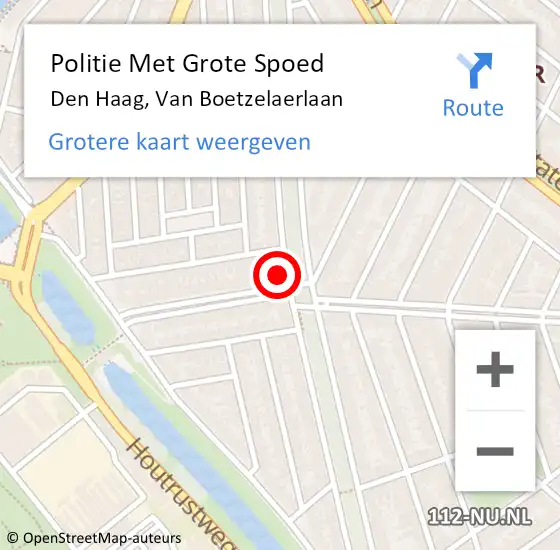 Locatie op kaart van de 112 melding: Politie Met Grote Spoed Naar Den Haag, Van Boetzelaerlaan op 24 oktober 2022 19:04