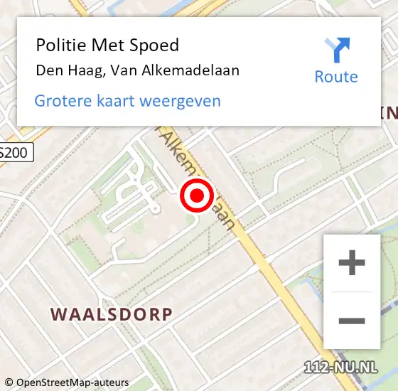 Locatie op kaart van de 112 melding: Politie Met Spoed Naar Den Haag, Van Alkemadelaan op 24 oktober 2022 19:18