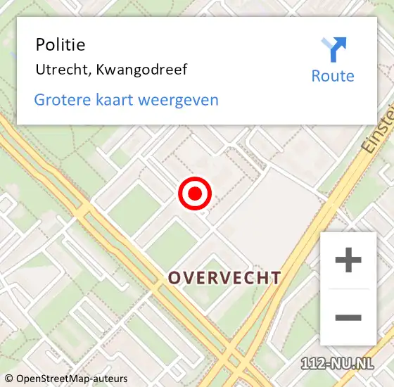 Locatie op kaart van de 112 melding: Politie Utrecht, Kwangodreef op 24 oktober 2022 19:50