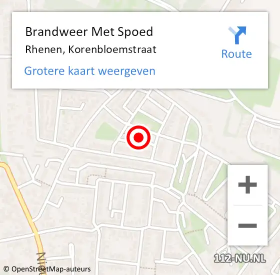 Locatie op kaart van de 112 melding: Brandweer Met Spoed Naar Rhenen, Korenbloemstraat op 24 oktober 2022 20:00