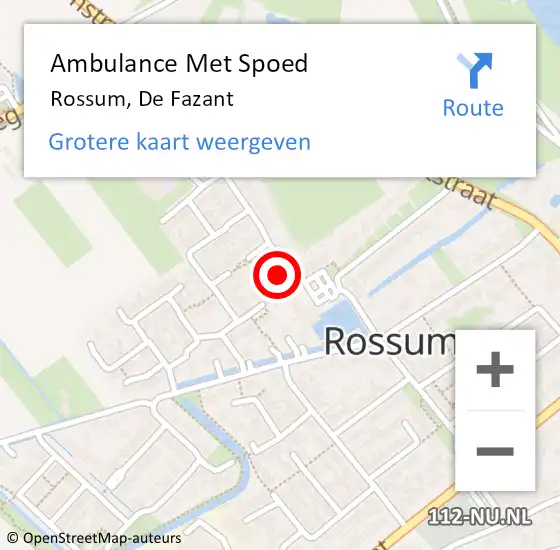 Locatie op kaart van de 112 melding: Ambulance Met Spoed Naar Rossum, De Fazant op 24 oktober 2022 20:32