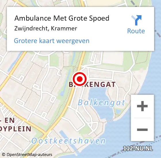 Locatie op kaart van de 112 melding: Ambulance Met Grote Spoed Naar Zwijndrecht, Krammer op 24 oktober 2022 20:53