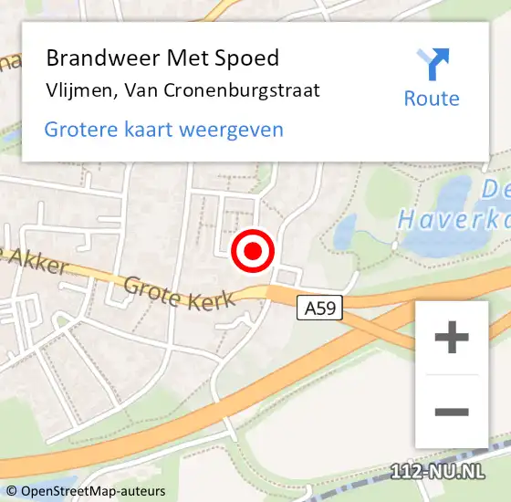 Locatie op kaart van de 112 melding: Brandweer Met Spoed Naar Vlijmen, Van Cronenburgstraat op 24 oktober 2022 21:01