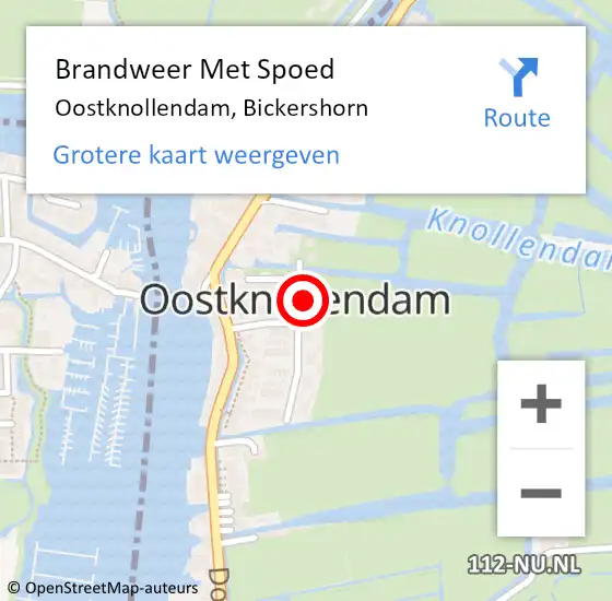 Locatie op kaart van de 112 melding: Brandweer Met Spoed Naar Oostknollendam, Bickershorn op 24 oktober 2022 21:03