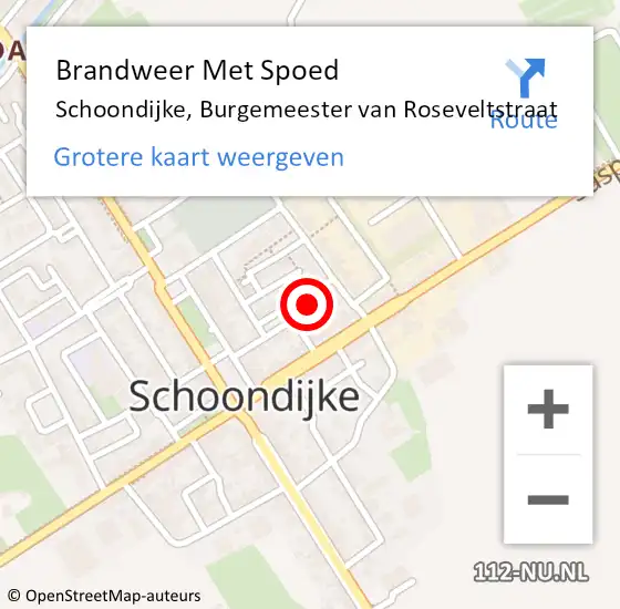 Locatie op kaart van de 112 melding: Brandweer Met Spoed Naar Schoondijke, Burgemeester van Roseveltstraat op 24 oktober 2022 21:08