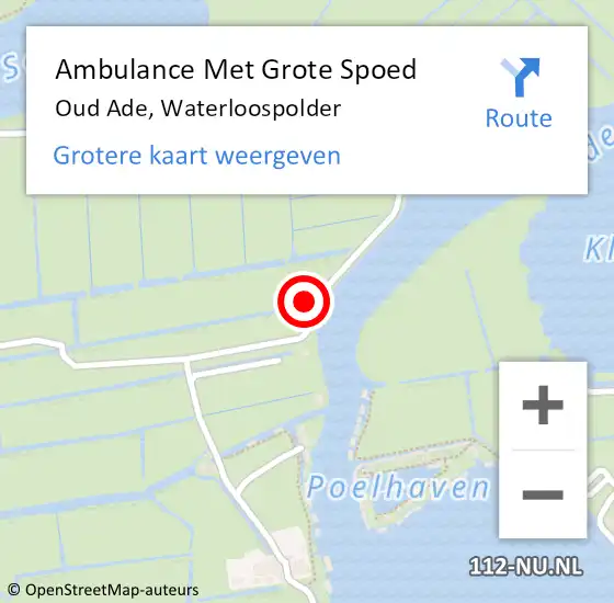 Locatie op kaart van de 112 melding: Ambulance Met Grote Spoed Naar Oud Ade, Waterloospolder op 24 oktober 2022 21:14