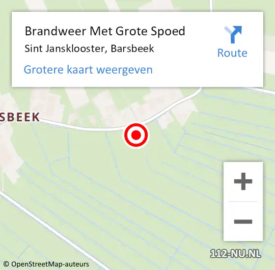 Locatie op kaart van de 112 melding: Brandweer Met Grote Spoed Naar Sint Jansklooster, Barsbeek op 2 augustus 2014 16:55