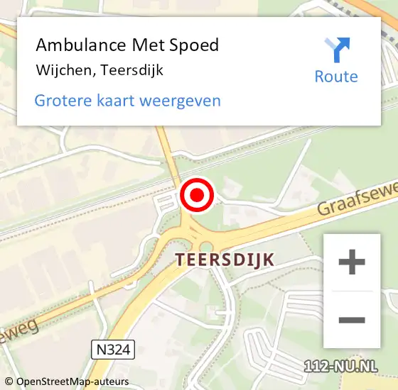 Locatie op kaart van de 112 melding: Ambulance Met Spoed Naar Wijchen, Teersdijk op 24 oktober 2022 22:03