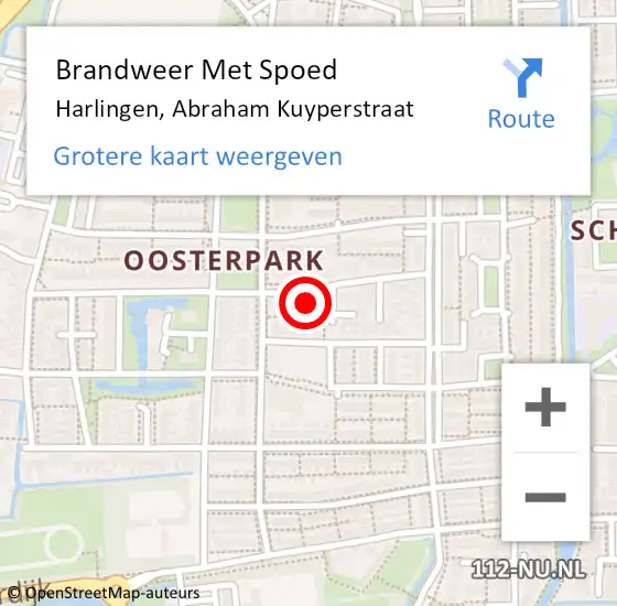 Locatie op kaart van de 112 melding: Brandweer Met Spoed Naar Harlingen, Abraham Kuyperstraat op 24 oktober 2022 22:18