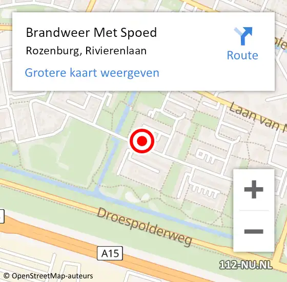 Locatie op kaart van de 112 melding: Brandweer Met Spoed Naar Rozenburg, Rivierenlaan op 24 oktober 2022 22:41