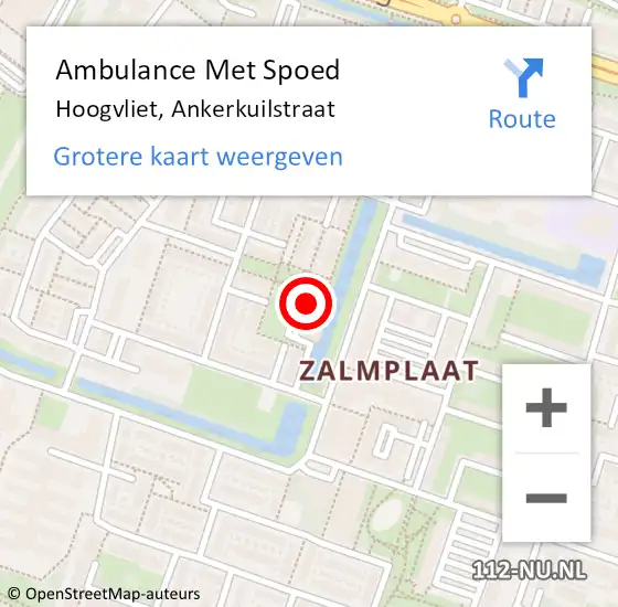 Locatie op kaart van de 112 melding: Ambulance Met Spoed Naar Hoogvliet, Ankerkuilstraat op 24 oktober 2022 22:45