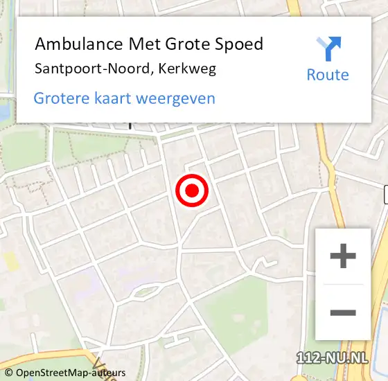 Locatie op kaart van de 112 melding: Ambulance Met Grote Spoed Naar Santpoort-Noord, Kerkweg op 24 oktober 2022 23:06